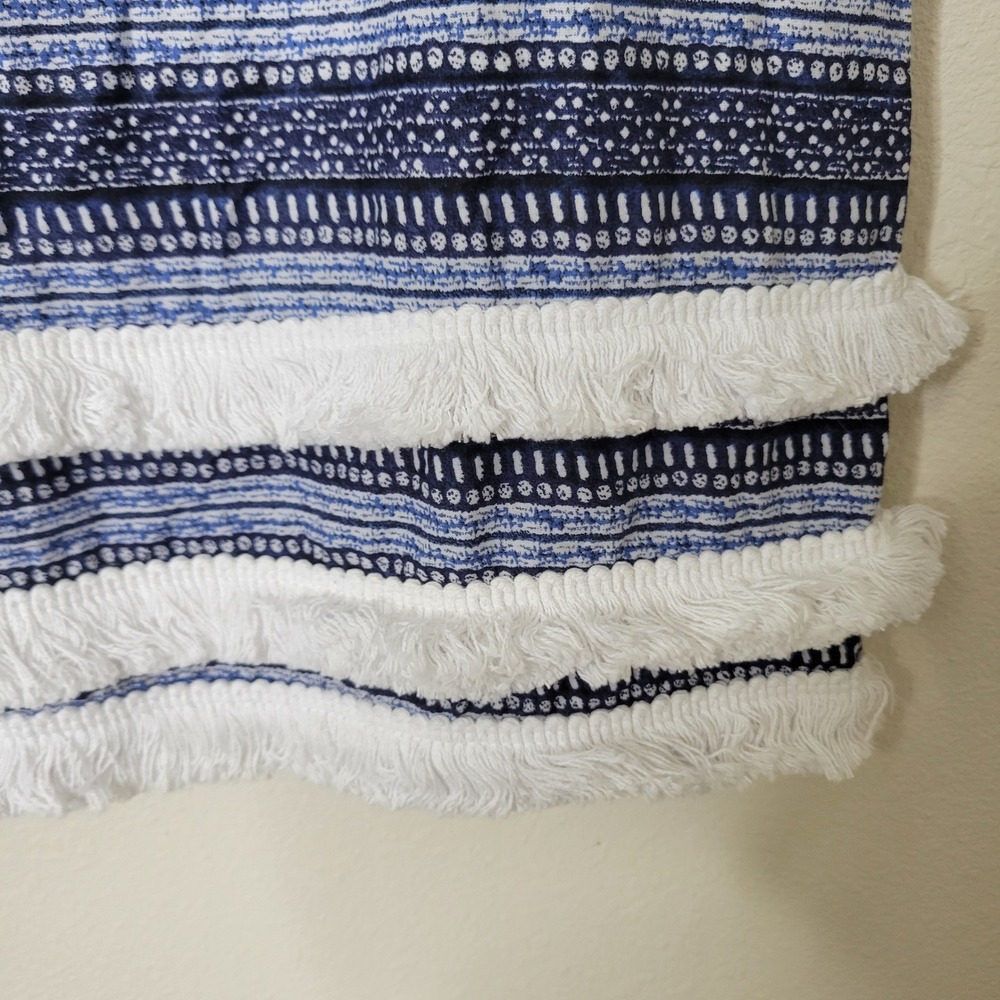 Bleu Rod Beattie Swim Cover-Up Small Blue Striped Fringe Boho Coastal Beachwear - Picture 4 of 9